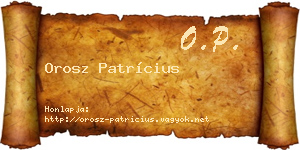 Orosz Patrícius névjegykártya